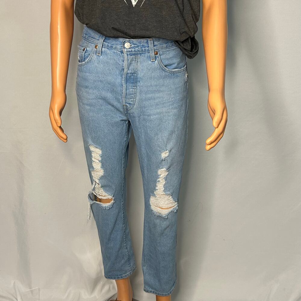 Levi’s 501 Jeans Waist 29 Light Wash Distressed Straight Leg 501 Premium